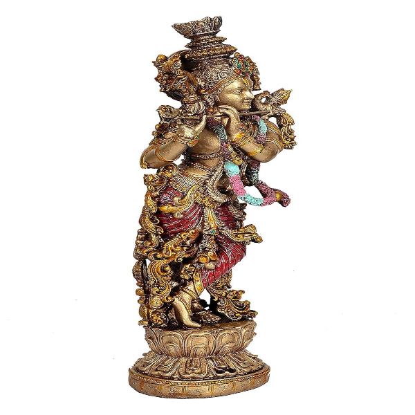 AONA Large Resin Lord Krishna Statue with Flute | 14 Inch Slim Design Decorative Idol for Home, Temple & Spiritual Décor (ARBN1) - Image 4
