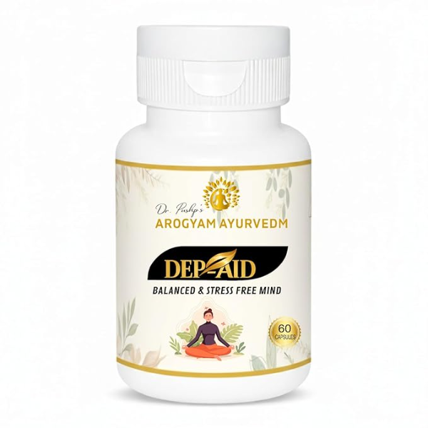 Dr. Pushp’s Arogyam Ayurvedam Dep-Aid (60 Capsules) | Natural Stress Relief & Mental Wellness Supplement | Ayurvedic Formula for a Calm & Balanced Mind | Gluten, Soy & Dairy Free