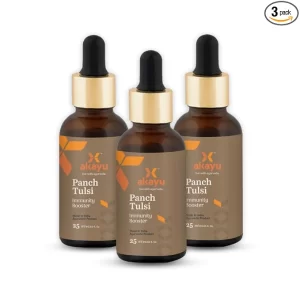 Akayu by Ashpveda Panch Tulsi Drops (Pack of 3) | 5-Species Holy Basil Liquid Extract | Natural Immune Support for Cold & Cough Relief | Concentrated Ayurvedic Wellness Drops | 25ml Each