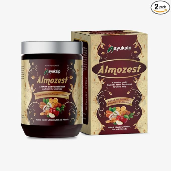 Almozest Ayurvedic Health Malt (500g) | Complete Nutrition with Natural Vitamin E, Proteins & Iron | Daily Energy & Immunity Booster for Kids & Adults | Mineral Rich Formula - Image 2