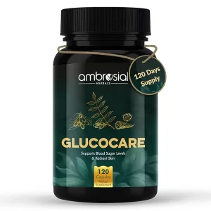 Ambrosial Glucocare (120 Capsules) | Natural Blood Sugar Support & Glucose Balance | Premium Blend of Bitter Melon, Neem & Black Plum (Jamun) | 100% Herbal Metabolic Health Supplement