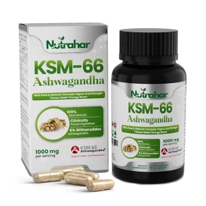 KSM-66 Ashwagandha 1000mg with Black Pepper | 5% Withanolides for High Absorption | 60 Veggie Capsules | Extra Strength Stress Relief, Energy & Stamina Support | Clinically Proven Pure Root Extract