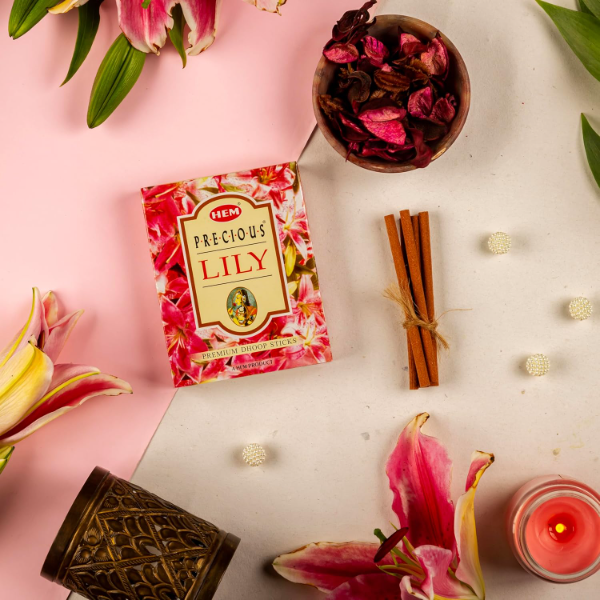 HEM Precious Assorted Dhoop Sticks Set – 5 Fragrances (Chandan, Gulab, Mogra, Lily & Musk) | Bambooless & Charcoal-Free Incense | 25–30 Min Burn | Approx. 55 Sticks, 60g Each - Image 2