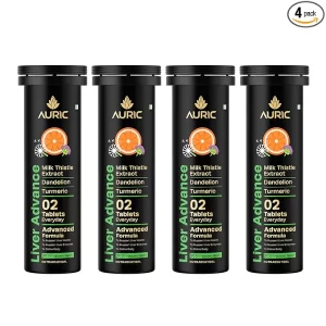 Auric Liver Advance Supplement - 80 Fizzy Tablets | Professional Grade Liver Support with Milk Thistle & Dandelion | Reduces Liver Stiffness & Inflammation | Clean Label & Sugar-Free