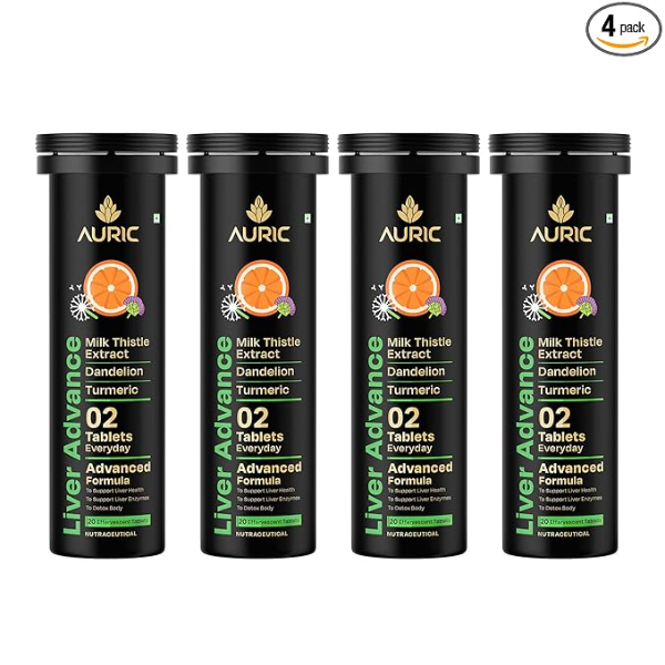 Auric Liver Advance Supplement - 80 Fizzy Tablets | Professional Grade Liver Support with Milk Thistle & Dandelion | Reduces Liver Stiffness & Inflammation | Clean Label & Sugar-Free