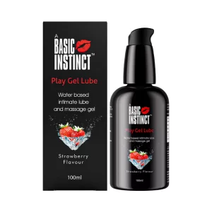Basic Instinct Water-Based Strawberry Lubricant Gel for Men & Women | Non-Sticky Intimate Lubricant with Aloe Vera & Green Tea | 100 ml (Pack of -2)