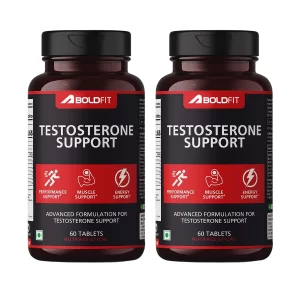 Boldfit Testosterone Booster for Men with Ashwagandha, Ginseng, Kaunch Beej & Tribulus Terrestris – Energy, Strength, Stamina & Muscle Growth Support | Pre & Post Workout Performance Supplement | 60 Tablets (Pack of -2)