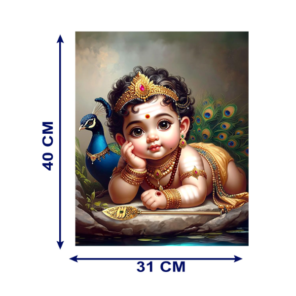 Baby Murugan Wall Sticker with Peacock – Self-Adhesive PVC Vinyl Decal for Living Room, Pooja Room & Home Temple Décor (40 x 31 cm) | Spiritual Hindu Wall Art - Image 2