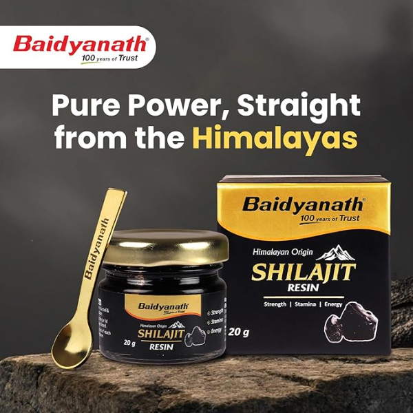 Baidyanath Himalayan Shilajit Resin (20g) – 100% Pure & Authentic Ayurvedic Formula | Rich in Fulvic Acid for Strength, Power & Stamina | Lab Tested - Image 2
