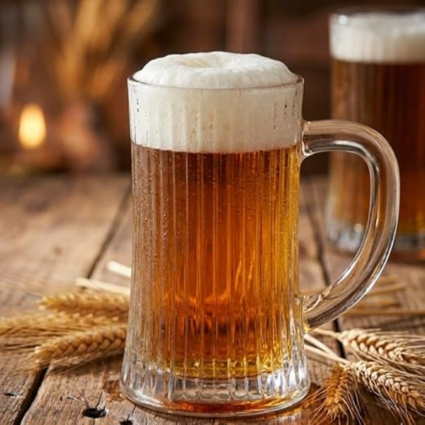 WRINGO 500ml classic beer mugs set of 2 with thick glass handles.