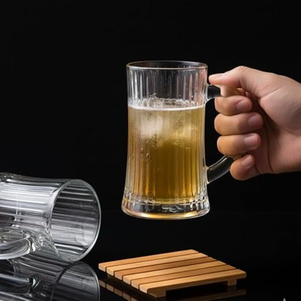WRINGO Classic Beer Mugs Set of 2, 500ML Glass Mug with Handle, Large Big Heavy Mugs for Freezer, Multipurpose Mugs, Dishwasher & Microwave Safe (BR-11) - Image 2