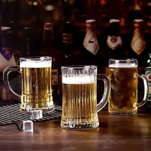 WRINGO Classic Beer Mugs Set of 2, 500ML Glass Mug with Handle, Large Big Heavy Mugs for Freezer, Multipurpose Mugs, Dishwasher & Microwave Safe (BR-11) - Image 3