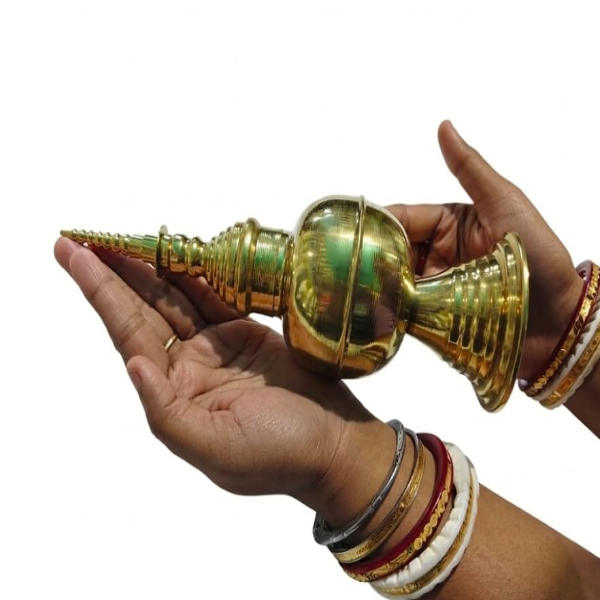 Brass Lakshmi Japhi (Gach Koto) for Puja – Traditional Bengali Lakshmi Puja Kalash | Premium Brass Ritual Vessel for Home Temple Worship & Spiritual Use - Image 3