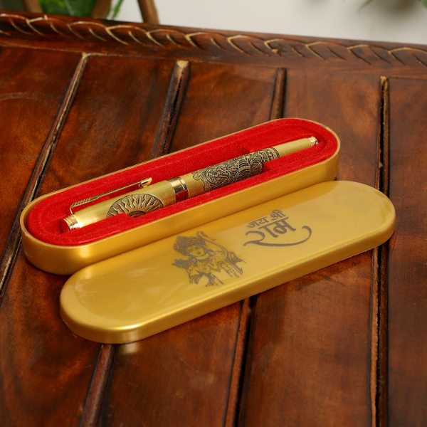 Bhagwan Ram Gold Metal Pen – Ayodhya Ram Mandir Souvenir with Premium Gift Box | Devotional Hindu Collectible Pen & Spiritual Gift Item - Image 4