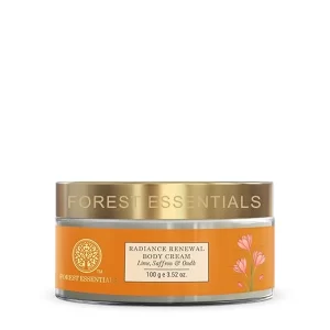 Forest Essentials Lime & Saffron Body Cream with Oudh: Intensive Nourishing Butter for Dry Skin | Radiance Boosting Formula with Shea & Cocoa Butter | Long-Lasting Exotic Scent | 100% Natural