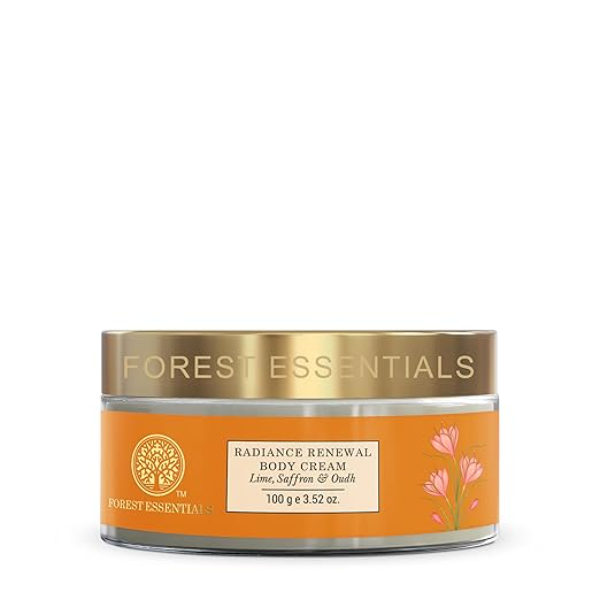 Forest Essentials Lime & Saffron Body Cream with Oudh: Intensive Nourishing Butter for Dry Skin | Radiance Boosting Formula with Shea & Cocoa Butter | Long-Lasting Exotic Scent | 100% Natural