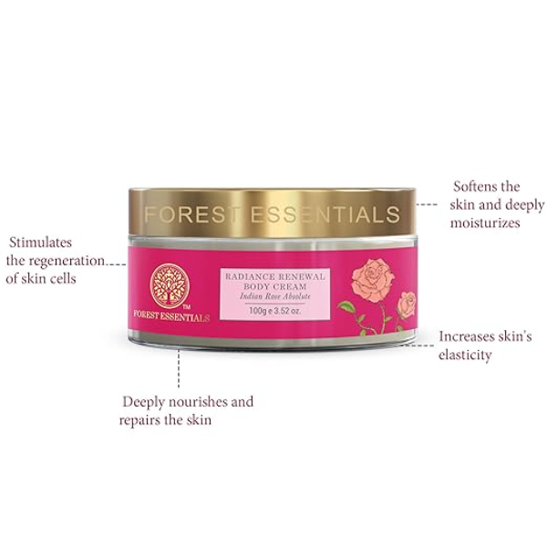 Forest Essentials Indian Rose Body Cream: Intensive Moisture Lock with Cocoa & Shea Butter | Radiance Boosting Formula for Soft, Silky Skin | Natural Rose Fragrance | 100% Ayurvedic - Image 2