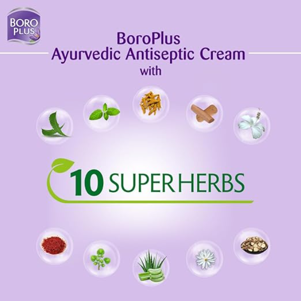 BoroPlus Ayurvedic Antiseptic Cream (120ml) | Multipurpose Moisturizer with 10 Super Herbs | 24-Hour Hydration for Glowing Skin | Heals Dry Skin, Cuts & Cracks | Face, Hand & Body Cream - Image 3