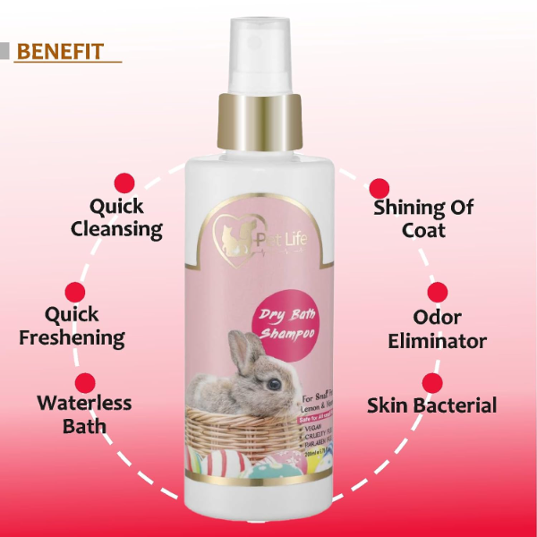 Pet Life Natural Rabbit Shampoo Set – Dry Bath 200ml & White & Bright 200ml, Gentle Formula for Small Pets, Promotes Healthy, Shiny, Silky Coat and Freshness for Rabbits & Small Breeds - Image 2