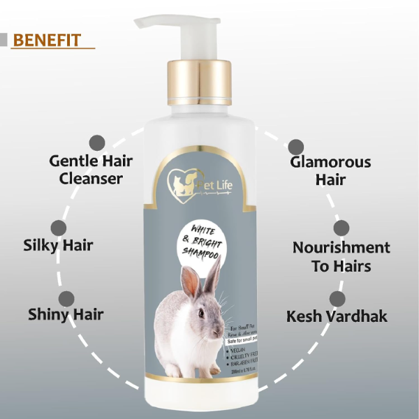 Pet Life Natural Rabbit Shampoo Set – Dry Bath 200ml & White & Bright 200ml, Gentle Formula for Small Pets, Promotes Healthy, Shiny, Silky Coat and Freshness for Rabbits & Small Breeds - Image 3