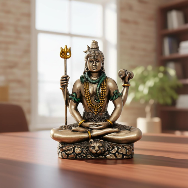 eCraftIndia Brown Resin Meditating Lord Shiva Statue – Divine Shiv Murti for Home Décor, Pooja Room, Office & Car Dashboard | Elegant Lord Shiva Idol for Spiritual Energy, Diwali, Housewarming, Maha Shivratri & Special Gift Occasions