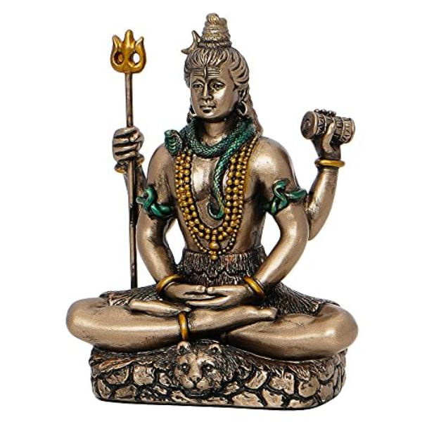 eCraftIndia Brown Resin Meditating Lord Shiva Statue – Divine Shiv Murti for Home Décor, Pooja Room, Office & Car Dashboard | Elegant Lord Shiva Idol for Spiritual Energy, Diwali, Housewarming, Maha Shivratri & Special Gift Occasions - Image 3