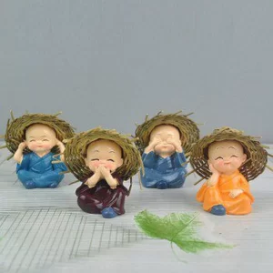 eCraftIndia Set of 4 Resin Buddha Monk Statues with Hat – “See No Evil, Hear No Evil, Speak No Evil, Think No Evil” Decorative Figurines for Home, Living Room, Office Desk & Car Dashboard | Spiritual Showpiece Gift for Birthdays & Special Occasions