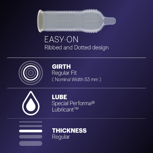 Durex Mutual Climax Delay Condoms – Extra Dotted & Ribbed for Enhanced Pleasure | 10 Count (Pack of -2) - Image 3