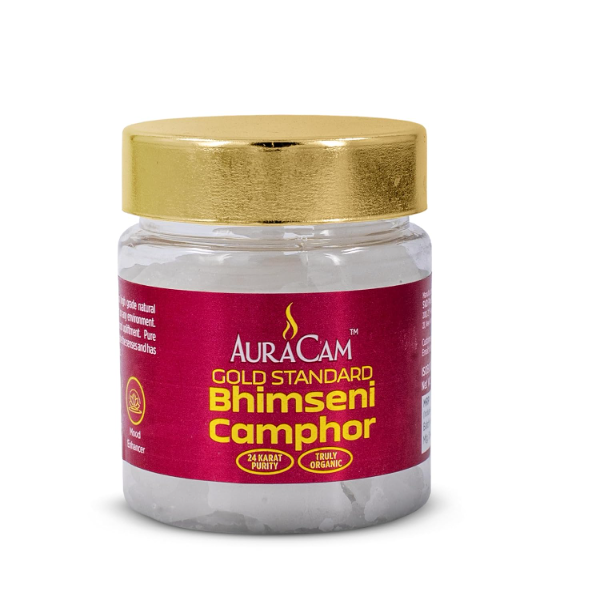 Pure Bhimseni Camphor (50g) – 100% Natural & Brass Kapoor for Pooja, Meditation & Havan | Aromatic Room Freshener for Spiritual Use