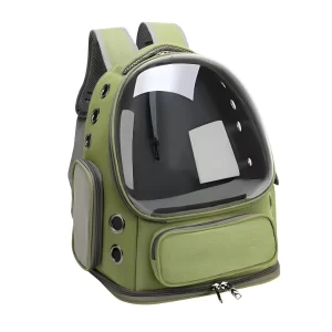 Breathable Cat Bubble Backpack – Spacious Transparent Pet Carrier for Cats and Small Dogs up to 15 lbs, Perfect for Hiking, Camping, and Outdoor Travel (Green)