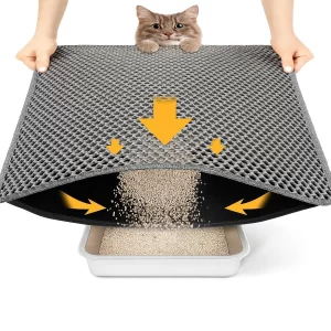 Premium Waterproof Cat Litter Mat – Anti-Slip Floor Pad for Cats & Kittens, Easy-Clean Litter Trap Mat (Grey, 60 x 40 cm)
