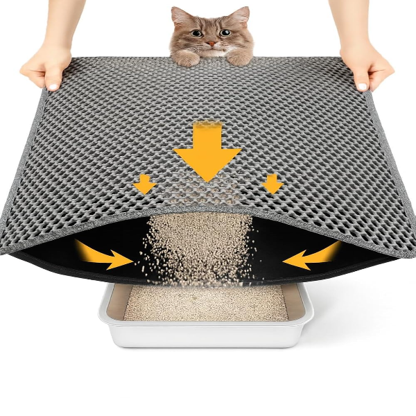 Premium Waterproof Cat Litter Mat – Anti-Slip Floor Pad for Cats & Kittens, Easy-Clean Litter Trap Mat (Grey, 60 x 40 cm)