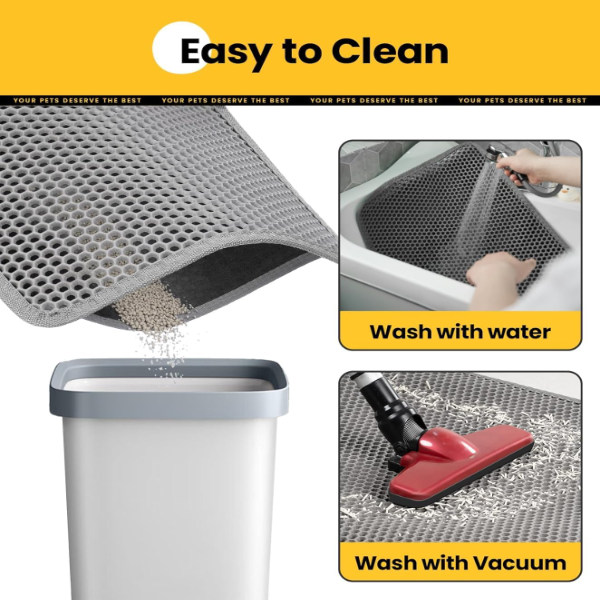 Premium Waterproof Cat Litter Mat – Anti-Slip Floor Pad for Cats & Kittens, Easy-Clean Litter Trap Mat (Grey, 60 x 40 cm) - Image 2