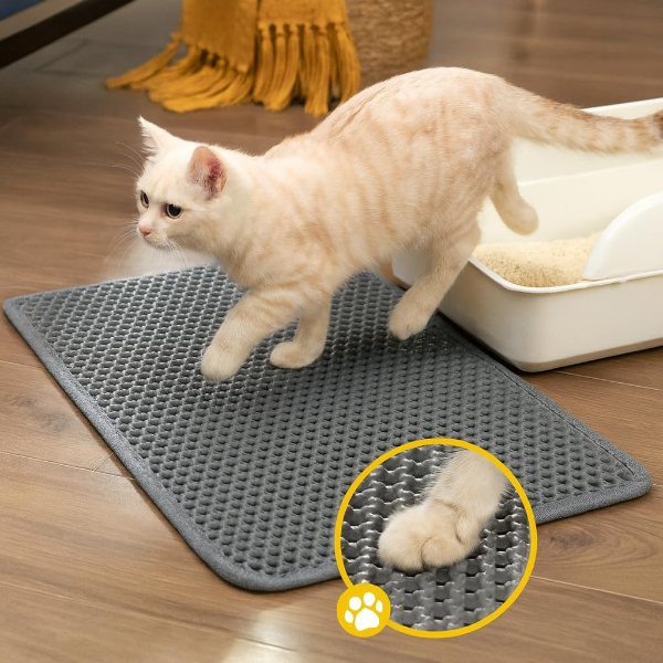 Premium Waterproof Cat Litter Mat – Anti-Slip Floor Pad for Cats & Kittens, Easy-Clean Litter Trap Mat (Grey, 60 x 40 cm) - Image 3