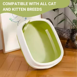 Pets Empire Large Cat & Small Pet Litter Tray with Scoop – Ideal for Kittens, Rabbits & Pets, Odor-Reducing, Perfect for Toilet Training (Green)