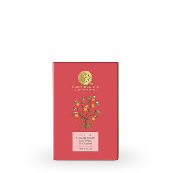 Forest Essentials Bitter Orange & Cinnamon Soap: Cold-Pressed Oil & Raw Cane Sugar | Uplifting Ayurvedic Scented Soap for Radiant Skin | 100% Natural & Gentle