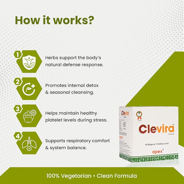 Green Milk Clevira Immune Support (100 Tablets) | Natural Recovery for Seasonal Flu & Viral Challenges | Ayurvedic Formula for Platelet Balance, Detox & Strength | Herbal Immunity Shield - Image 4