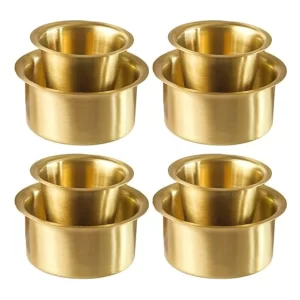 Authentic South Indian brass coffee dabara set of 4 tumblers and bowls.
