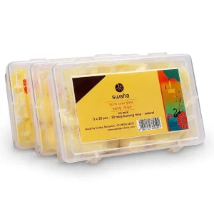 Swaha Premium Cow Ghee Diya Batti (Pack of 3, 30 Pieces) – Wax-Free Long Burning Cotton Wicks, Up to 30 Minutes for Puja & Spiritual Rituals