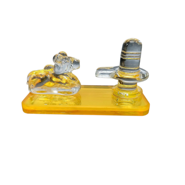Elegant Crystal Shivling with Nandi Idol – Premium Transparent Glass-Crystal Finish, Compact Spiritual Décor (4 x 7.5 x 4 cm), Ideal for Home Temple, Office & Gifting - Image 4