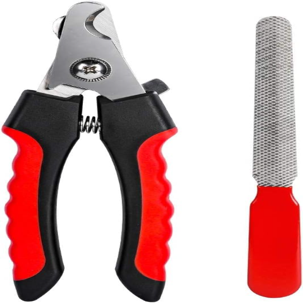 Professional Stainless Steel Nail Clippers for Dogs, Cats & Rabbits – Small Grooming Trimmer with Safety Guard, Nail File & Grinder to Prevent Overcutting