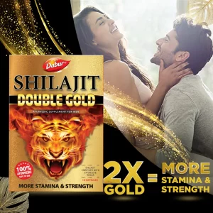 Dabur Shilajit Double Gold Capsules (10 Count) – Ayurvedic Supplement for Men’s Strength, Stamina & Energy, Supports Vitality & Reduces Weakness