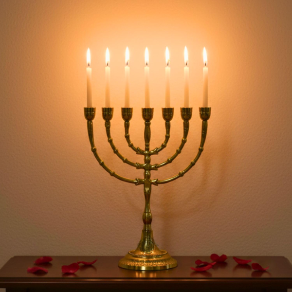 DSH Brass Menorah Home Decor 7 Arm Candelabra Decorative Candlestick Holder for Home, Bedroom, Living Room Decor, Table Centerpieces. - Image 3