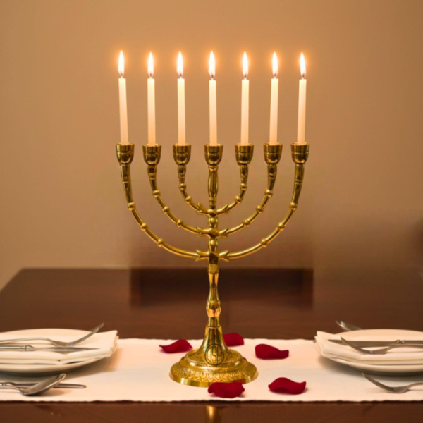 DSH Brass Menorah Home Decor 7 Arm Candelabra Decorative Candlestick Holder for Home, Bedroom, Living Room Decor, Table Centerpieces. - Image 4