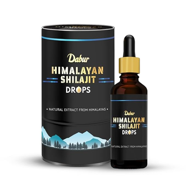 Dabur Pure Himalayan Shilajit Drops (30ml) – Liquid Extract Rich in Fulvic Acid | Natural Immunity, Energy & Stamina Booster | 100% Authentic Ayurvedic Formula