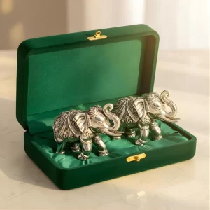 silver elephant idol vastu set of 2 for home decor