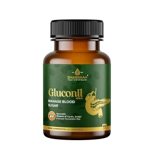 Dharishah Ayurveda Gluconil Gold (60 Capsules) | Natural Blood Sugar Support Supplement | Formulated with Karela, Jamun Beej & Gurmar | Ayurvedic Glucose Management & Metabolic Health