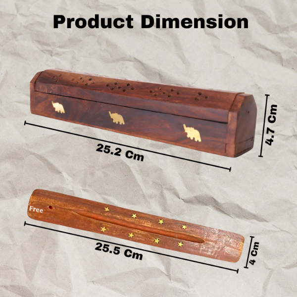 SIGNAMIO® Wooden Mini Incense Stick Holder Set (2 Pcs) – Horizontal Agarbatti & Dhoop Stand with Ash Catcher and Storage Box for Home Mandir & Daily Puja Use - Image 2