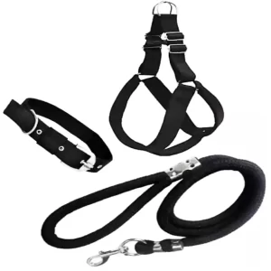 Black No-Pull Dog Harness made of padded Oxford fabric