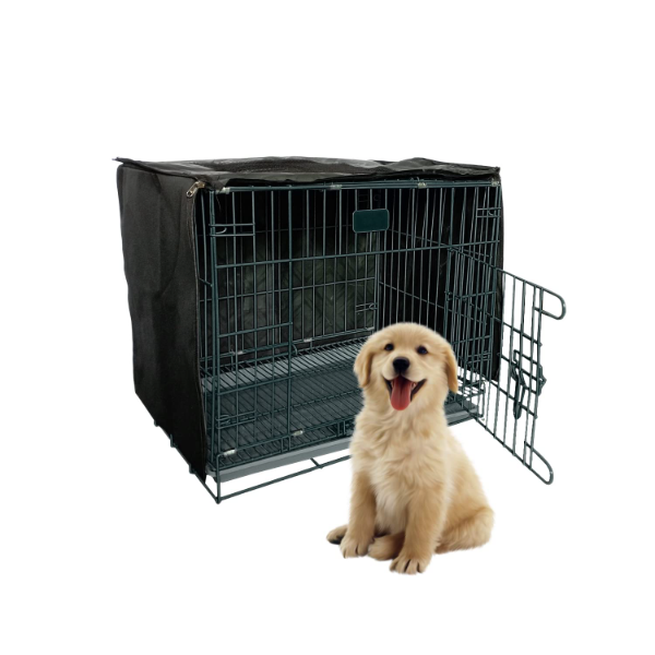Jainsons Pet Products 18-Inch Foldable Dog Cage – Metal Crate Kennel with Removable Tray & Waterproof Cover for Small Dogs, Cats & Rabbits (Black)